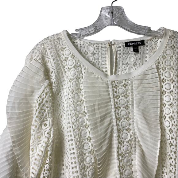 Express Long Sleeve Ruffle and Lace Top Sz L (2489) - Picture 3 of 6